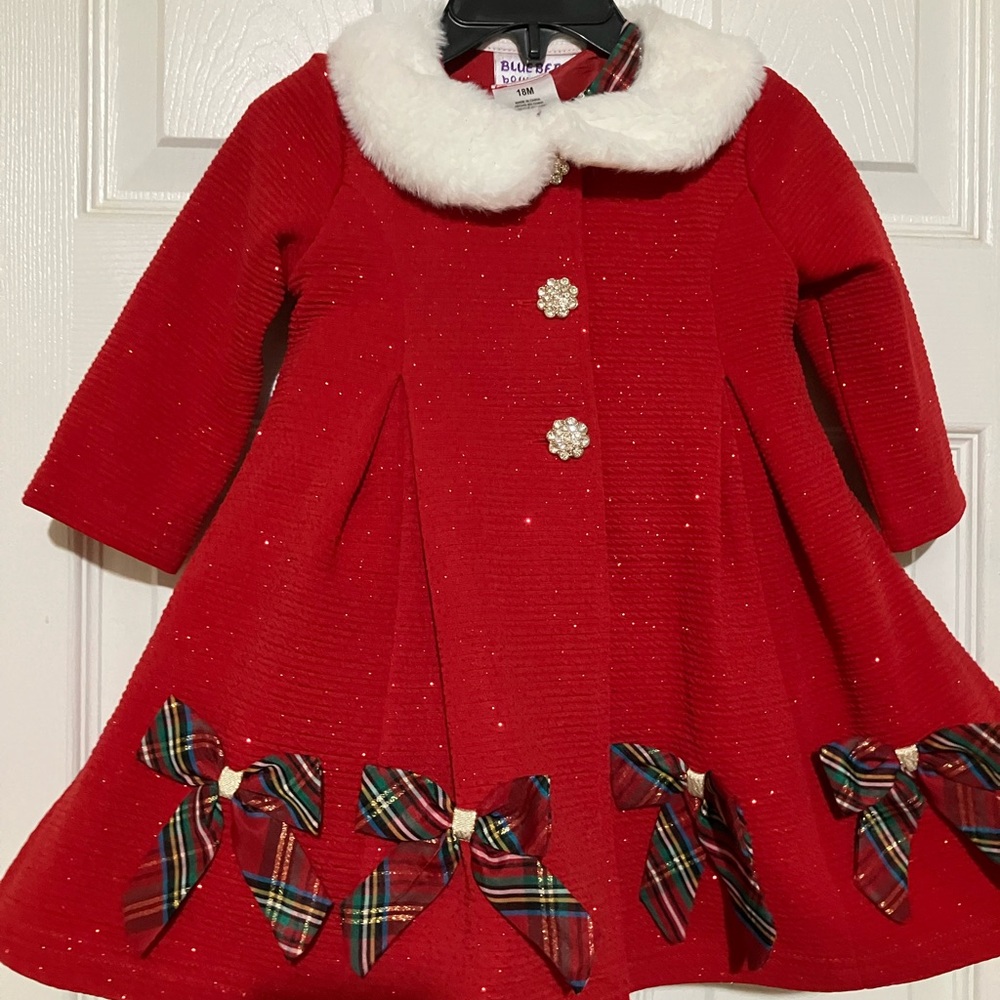 Festive Holiday/Christmas Red Coat and matching dress ensemble. NWOT